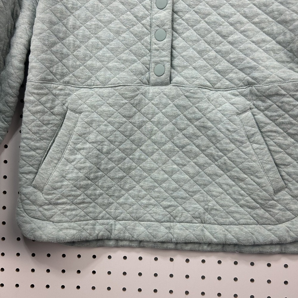Eddie Bauer Quilted Pullover Womens S Sage Green Snap Sweatshirt Cozy Casual - Picture 6 of 9